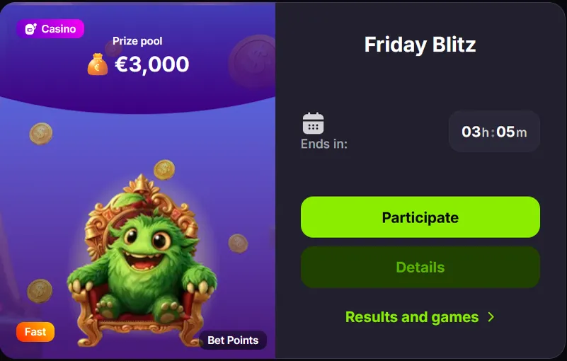 Verde Casinos turnering Friday Blitz med prispott på 3 000 euro